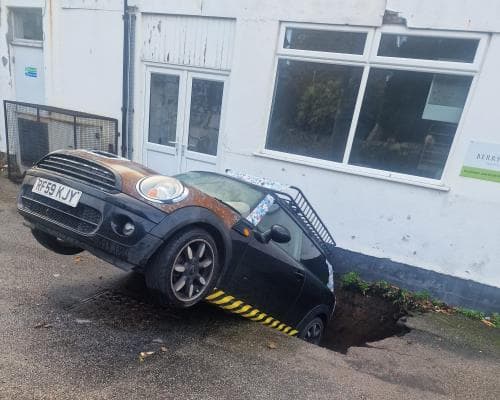 Cornwall Man Loses Mini to Sinkhole